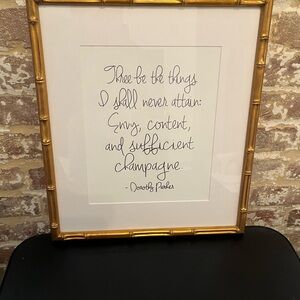 Framed Dorothy Parker “champagne” quote